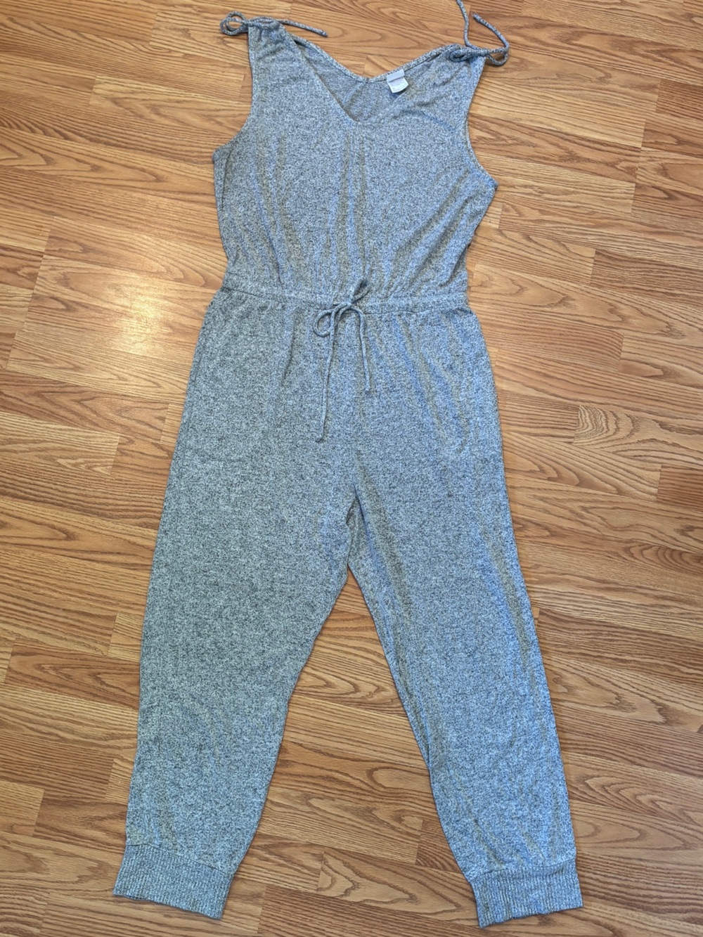 stars above Heather Gray Knit Sleeveless Jumpsuit with Drawstring